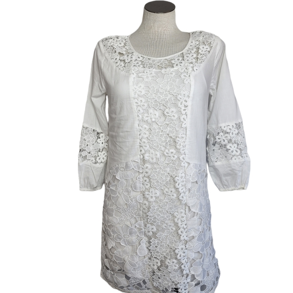 Abercrombie & Fitch White Long Sleeve 100% Cotton Lace Women's Dress Size S